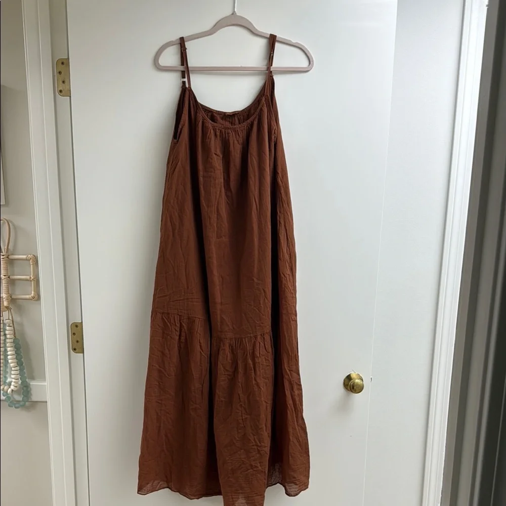 Casual Brown Sleeveless Spaghetti Strap Maxi Sundress - Picture 1 of 3